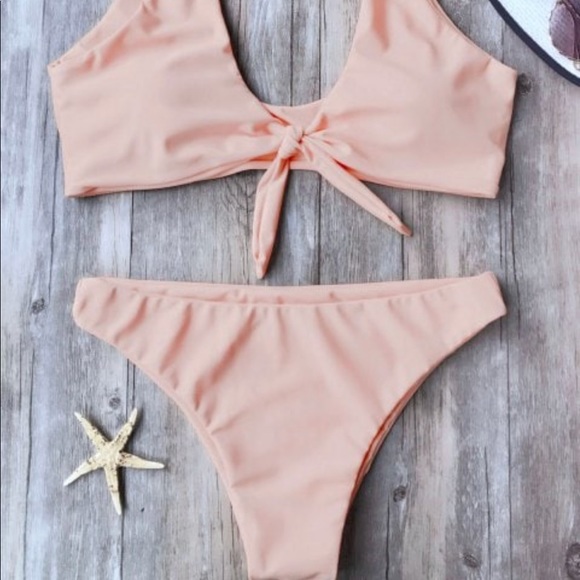 Zaful Other - Light Pink Tie Bikini